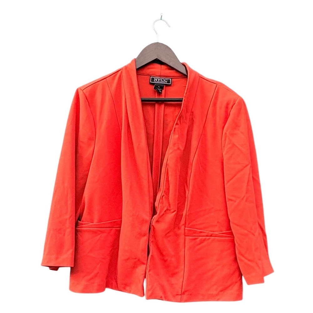 Corpcore Clothing Co Red Open Front Shawl Collar Blazer Jacket  
 Dopamine